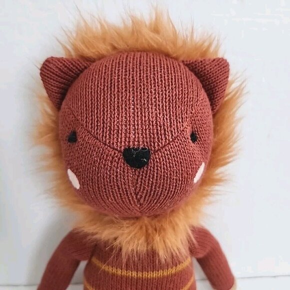 West Elm Knit Lion Plush Stuffed Animal Soft Crib Toy Brown Sewn Eyes 16" Floppy - Picture 2 of 13
